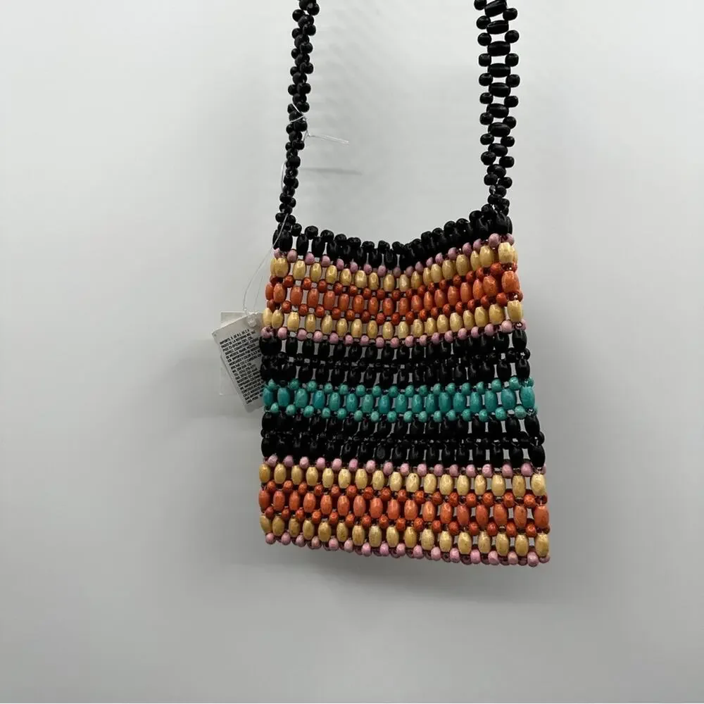 American Eagle Multicolor Boho‎ Retro Beaded Small Crossbody Purse